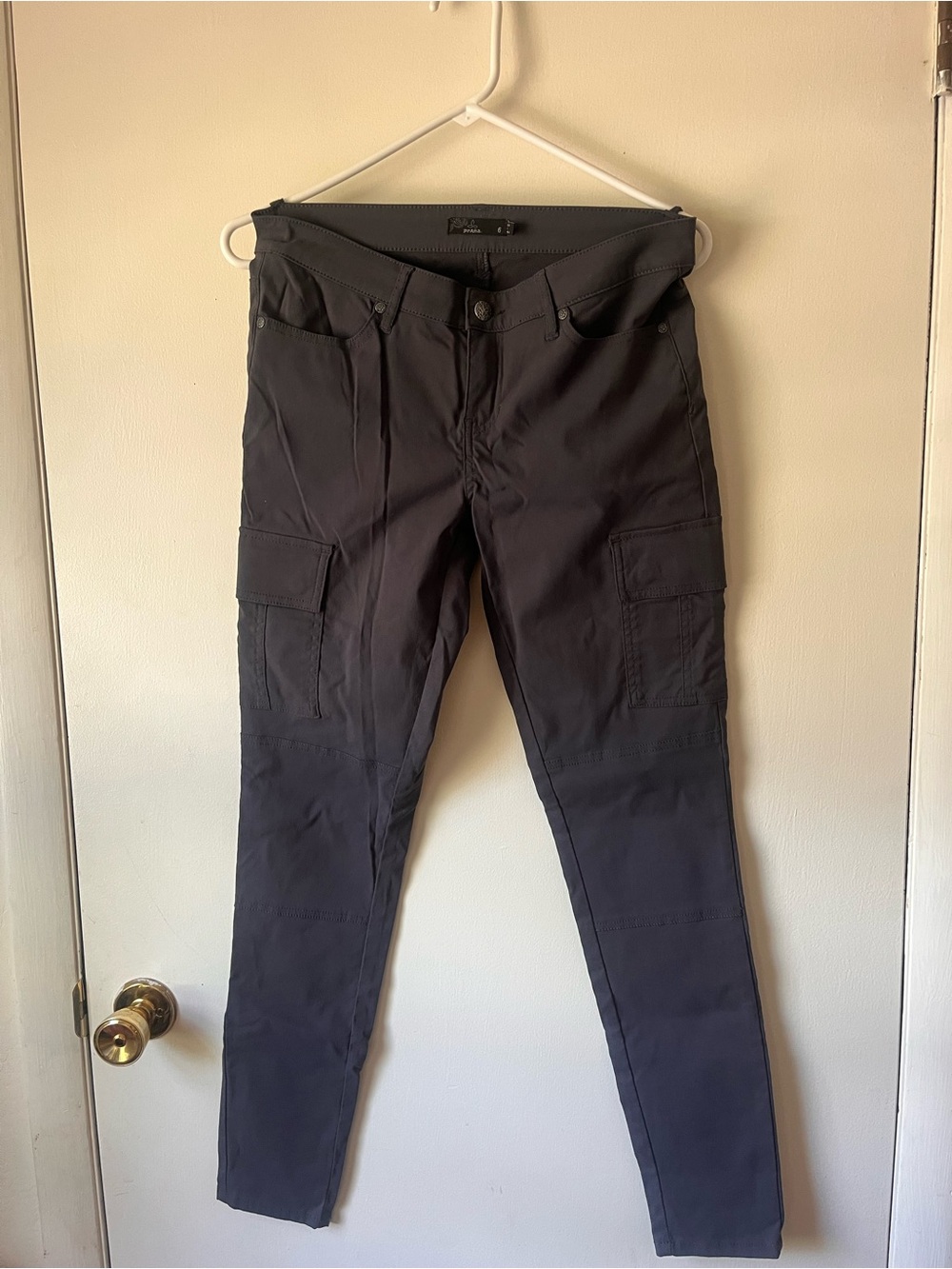 Prana Slim Cargo Womens Pants in Dark Gray